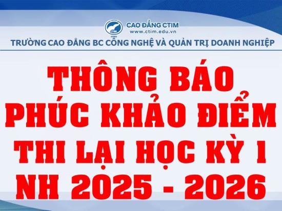 Thông báo về việc phúc khảo điểm thi lại học kỳ 1 năm học 2025-2026